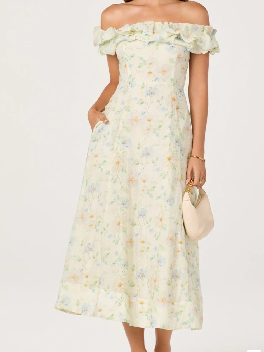Astr Alannah Off-Shoulder Floral Midi Dress